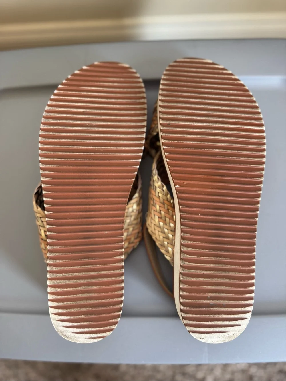 Nautica Women’s Woven Cross-Strap Slingback Sandals in Gold and Brown